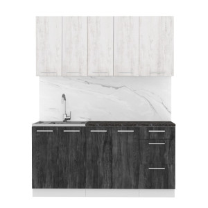Кухня "Оля" 1,6 м - 3 (санторини черный - санторини белый)