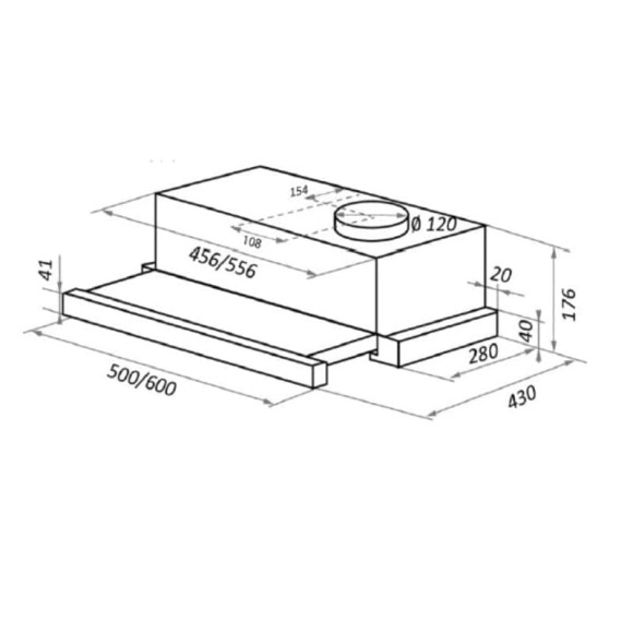 Вытяжка HOMSair FLAT 60 телескопическая черный