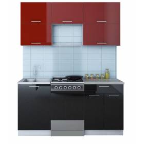 Кухня "Мила Глосс 50-16" 1,1 м (черный-бордовый)