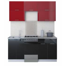 Кухня "Мила Глосс 50-18" 1,3 м (черный-бордовый)