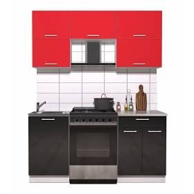 Кухня "Мила Глосс 60-17" 1,1 м (черный-красный)