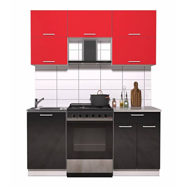 Кухня Мила Глосс 60-17 1,1 м черный-красный