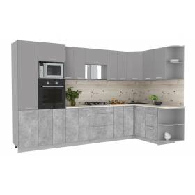 Кухня угловая "Мила Лайт ВТ" 1,68х3,4 м (бетон - серебро)