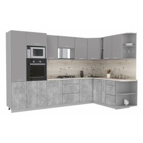 Кухня угловая "Мила Лайт ВТ" 1,88х3,2 м (бетон - серебро)