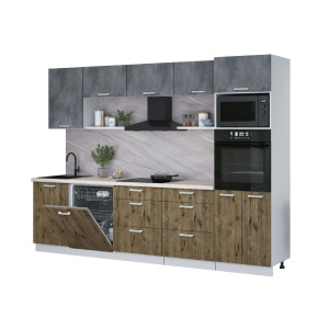 Кухня "Мила Лайт" 2,9 м ПМ1 (дуб веллингтон - бетон портленд)