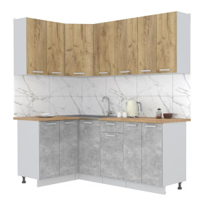 Кухня угловая "Мила-Лайт" 1,2х2,0 м (бетон - дуб золотой)