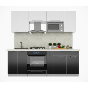 Кухня "Мила Пластик 2,2 ВТ" (черный - белый)
