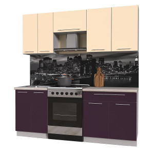 Кухня "Мила Пластик 2,0 А" 1,4 м (слива-ваниль)
