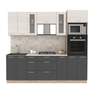 Кухня "Мила" 2,4 м ВТ (антрацит - вудлайн)
