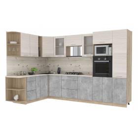 Кухня угловая "Мила ВТ" 1,88х3,2 м (бетон - вудлайн)