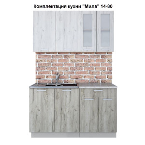 Кухня "Мила" 1,4 м ЛДСП (дуб белый-дуб серый)
