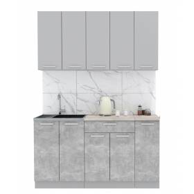 Кухня "Мила-Лайт" 1,5 м ЛДСП (бетон - серебро)