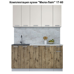 Кухня "Мила-Лайт" 1,7 м ЛДСП (дуб веллингтон - персидский жемчуг)