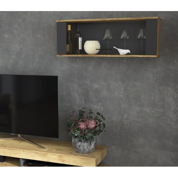 Полка шкаф LOFT  LT-ШН2 антрацит - дуб золотой