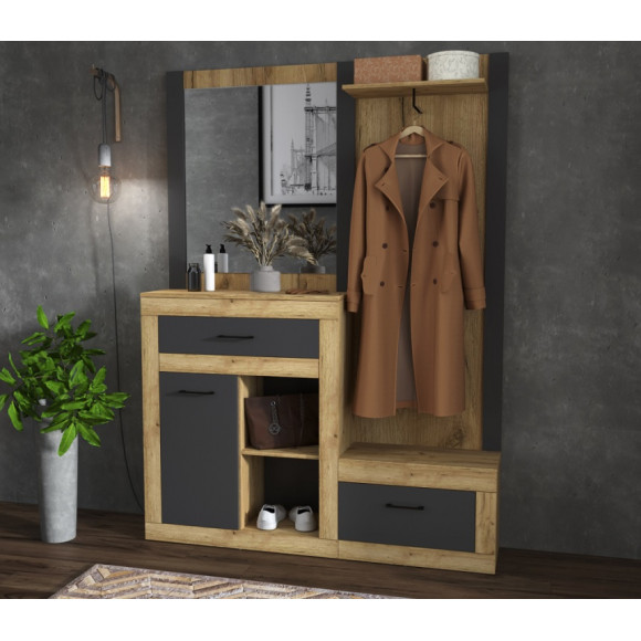 Прихожая Loft LT-ШК2 антрацит - дуб золотой