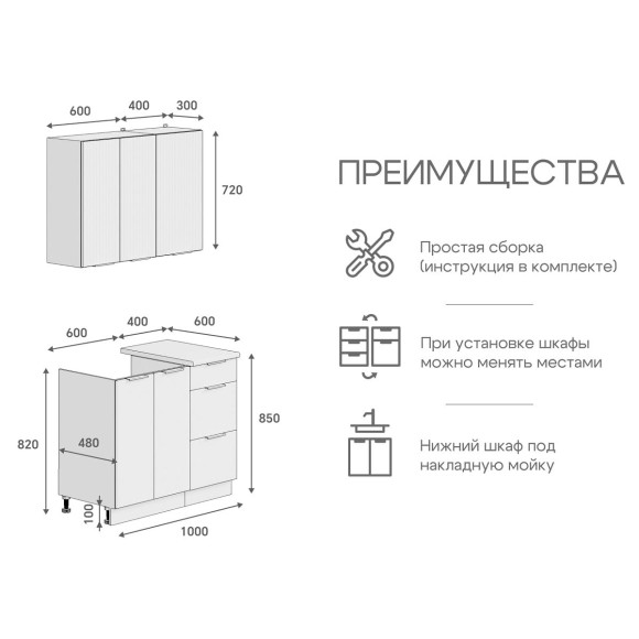 Кухня Марика 1,0 Графит софт