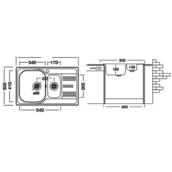 Мойка для кухни 50 x 80 KROMEVYE EX 306 D
