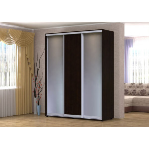 Шкаф-купе ШК 2100 два зеркала (дуб венге) профиль алюминий