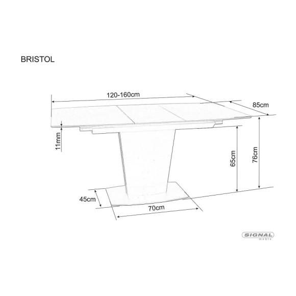 Стол обеденный SIGNAL BRISTOL CERAMIC эффект черного мрамора - черный мат
