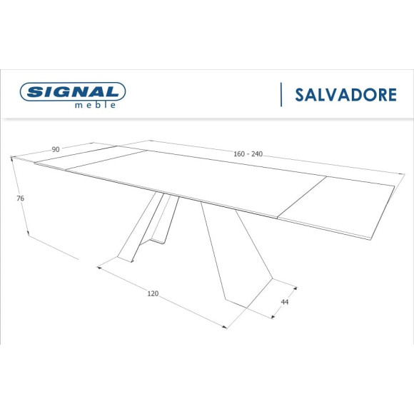 Стол обеденный SIGNAL SALVADORE CERAMIC раскладной серый мрамор-черный матовый