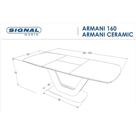Стол обеденный SIGNAL ARMANI 160 раскладной белый