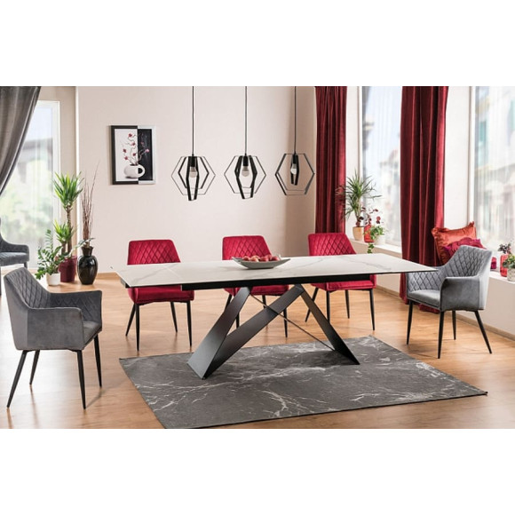 Стол обеденный SIGNAL WESTIN III CERAMIC 160 раскладной белый-черный