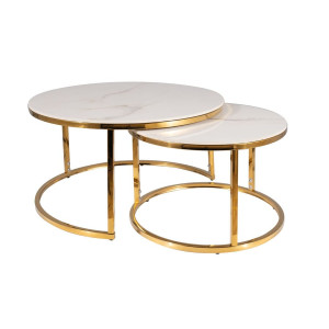 Комплект SIGNAL PORTAFINO A 2 стола журнальных (белый - золотой)