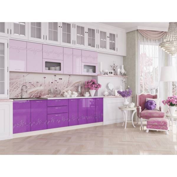 Кухня Адель 2,2 м МДФ сиреневый-розовый глянец